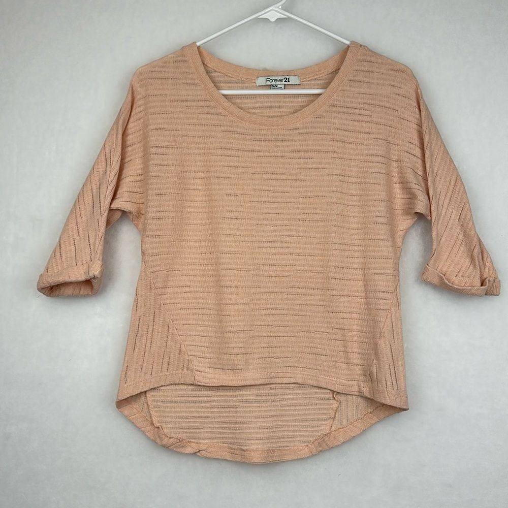 Forever 21 Sweater shirt Womens Medium Pastel Pink 3/4 Sleeve